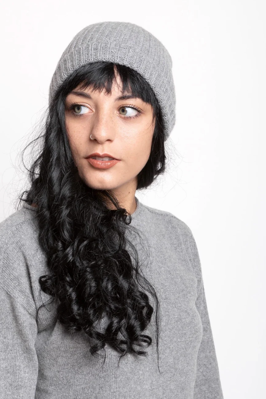 SALE - Women 55 Cappello Maglia Perlata acciaio